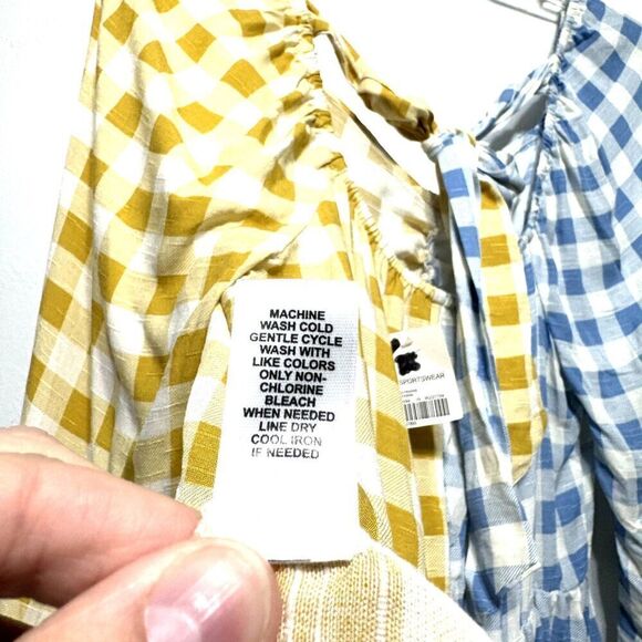 NWT Cato Blouse Balloon Sleeves Yellow & Blue Check Shirt Top Womens Size Large - Picture 7 of 10